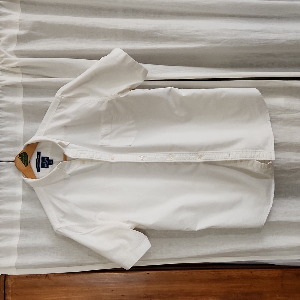Old Navy White Button Down Short Sleeve Shirt Large
